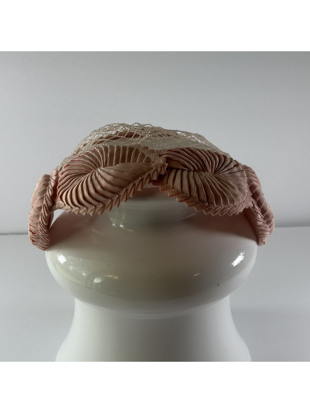 Vintage Pink Mesh and Pleated Ribbon Headband